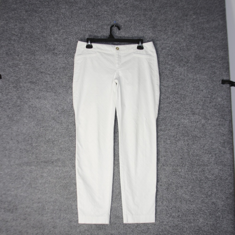 Lilly Pulitzer Kelly Ankle Pants Womens 4 White Textured Jacquard Stretch Slim